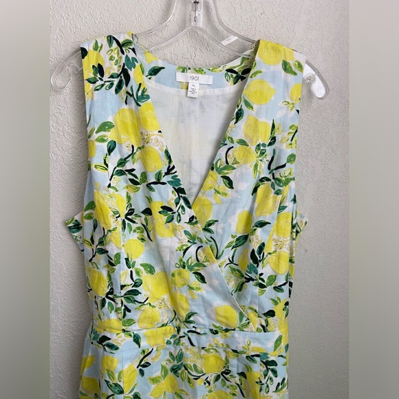 NWOT 1901 Nordstrom Tie Front Lemon Print Faux Wrap Mini Sleeveless Dress Sz XL - Picture 15 of 16